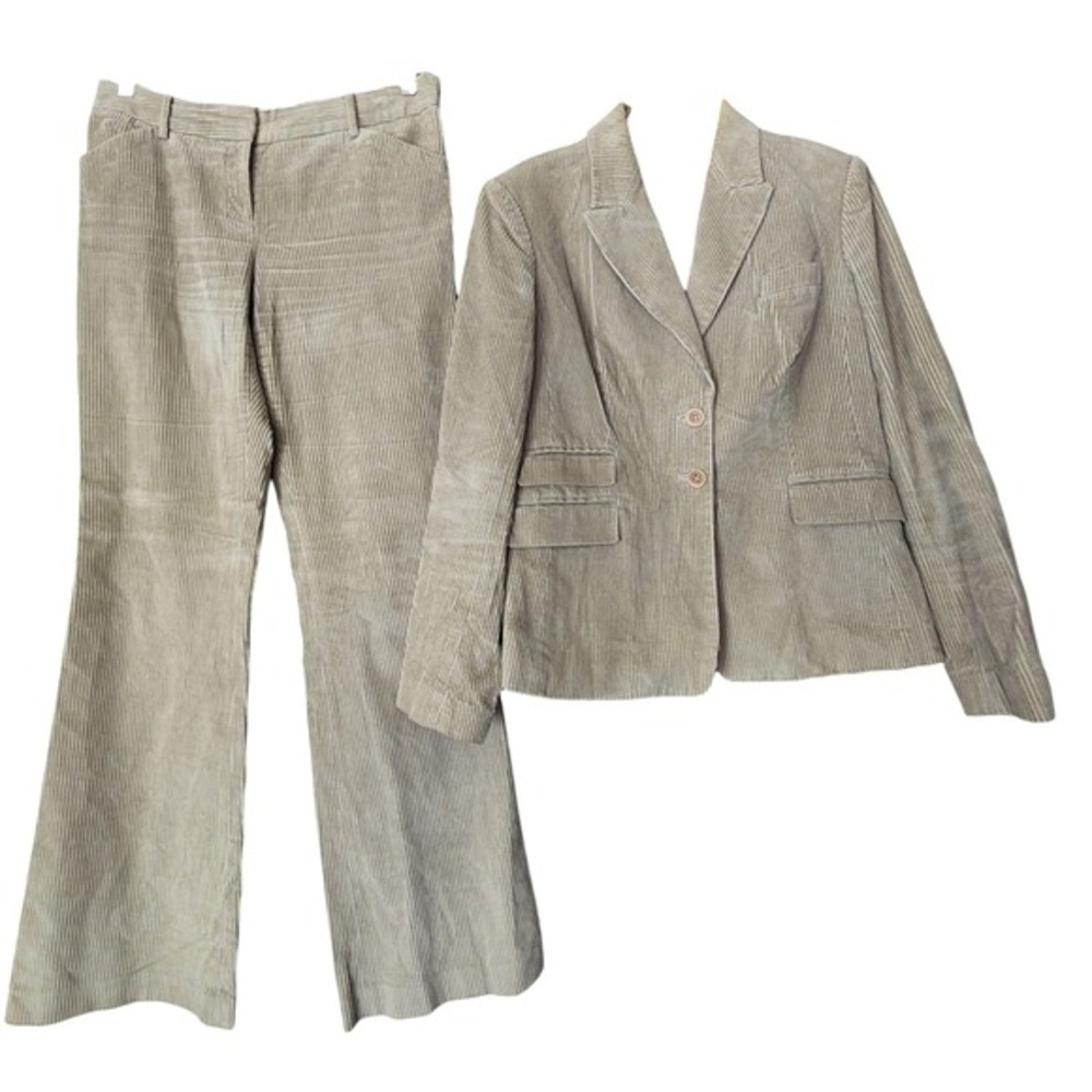 Y2K Body by Victoria's Secret Suit Blazer Christie Fit Pants Sz‎ 6 Corduroy Tan